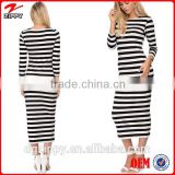 Strip out winter simple long dress midi long sleeve maxi dress                        
                                                Quality Choice