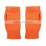 Ladies Plain Orange Cable Knit Fingerless Winter Glove