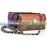 VIGO Women's Detachable Clutch Wristlet And Body Chain Smartphone Wallet Up To 5.5 Inch Total Height Purple With Leopard