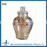 Glass Drinking Jar with Plastic Plating Silver Tap and Glass lid decorative fruit in glass jar