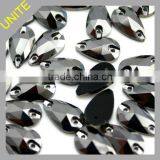 UNITE Jet Hematite Pear Sew-On Stone Beads