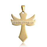 Fashion Stainless Steel Jewelry Yellow Angle Wing Cross Necklace Pendant for Boy Girls thumbnail-1