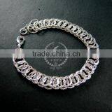 19cm Silver Plated Brass Faceted Round Circle Link Fashion DIY Bracelet Supplies 1900074 thumbnail-1