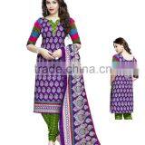 Ethnic Motif Top With Purple and White Color Cotton Dress Material