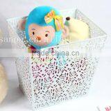 New Design White Metal Engraving Storage Basket/Stationery Basket/Sundry Storage Basket thumbnail-1