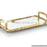Golden Fancy Hammered Glass Tray With Handle thumbnail-1