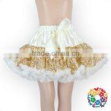 Ivory Gold Sequins Pettiskirts Fluffy Paillette Petti Skirts With Bow Baby Girl Fashion Tinsel Pettiskirts thumbnail-3