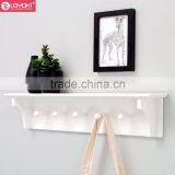 Wooden Wall Shelf With Coat Hooks for Indoor Room Wall Decoration Wall Floating Shelf With Wooden Clothes Pegs thumbnail-4