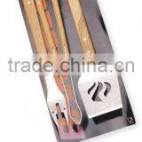 Wooden Barbecue Tools Set/ BBQ Tong/ Fork/ Spatula In Single Side Blister Card thumbnail-1