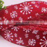 2016 Christmas Jacquard Ribbon 2.5 Inch Wide Jute Burlap Ribbons thumbnail-3