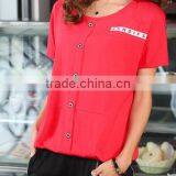Women Summer Cool Shirt Blouse 95% Cotton Girl Tops Wholesale OEM Women Tshirt thumbnail-4