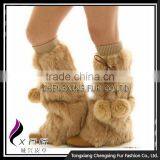 CX-A-14A China Wholesale Ladies Stylish Boot Cuffs Winter Genuine Rabbit Fur Leg Warmer With Balls thumbnail-3