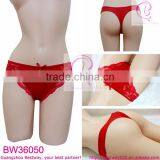 Sexy Red Woman Cotton Panty With Lace thumbnail-1