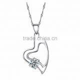 Indian Designer Silver Finish CZ Stud Heart Pendant thumbnail-1