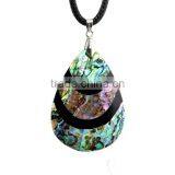 Custom S Logo Abalone Shell Necklace Woven Stone Beads Chain Shell Jewelry Expensive Shell Pendant Necklace thumbnail-3