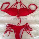 M864 Dingyang Fashion Sexy Halter Bandage Hollow Metal Button Split Bikini Swimwear thumbnail-3