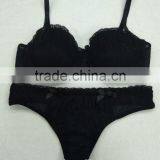 Top Selling Sexy Underwear Fancy Women Black Bra Thong Set thumbnail-1