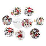 Wood Cabochon Round At Random Skull Halloween Pattern 30.0mm, 50 PCs thumbnail-1