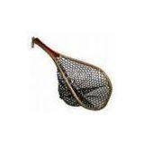 Black Portable Outside Knotless Wooden Handle Fishing Landing Nets for Fishing
