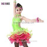 Girl Sexy Open Back Sequin Latin Dance Dress Child Kid Rhinstone Tango Salsa Ballroom Performance Dresses thumbnail-1