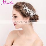 Wedding Hair Accessories Headpieces Boho Delicate Crystal Porcelain Blossom Rhinestone Leaf Bridal Hair Clip Wedding Party Favor