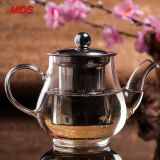 Heat resistant penguin stainless steel lid glass teapot set with strainer