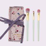 3pcs Matcha Color Practical Eyeshadow Brush Wool Hair Makeup Brush Set Portable OEM With Sack thumbnail-1