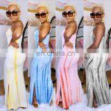 Amazon Best Sellers Women Sling Sleeveless Casual Dresses Ladies Split Printed Dresses Women Summer Dresses thumbnail-1