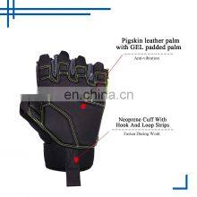 HANDLANDY Half Finger Wholesale Pigskin Leather With Logo Hand Protecting Vibration-Resistant Fingerless Leather Gloves thumbnail-2