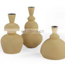 Nordic Matt Unsmooth Surface Yellow Unusual Shape Ceramic Porcelain Vase For Home Decor thumbnail-4