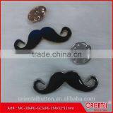 Black Epoxy With Silver Base Mustache-shaped Metal Brooch thumbnail-5