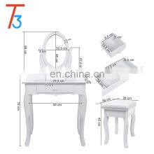 Cheap Wooden Vanity Mirrored Modern Dressing Table With Mirror And Stool thumbnail-4