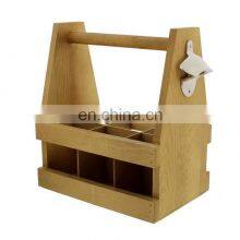 Wine Rack Wooden Beer Bottle Caddy Wooden Wine Shelf With Casted Bottle Opener thumbnail-1