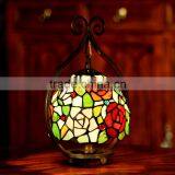 Tiffany Table Lamp Stained Glass Rose Night Light LED Decoration Light