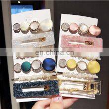 New 3PCS/Set Fashion Pearls Acetate Geometric Hair Clips For Women Girls Sweet Hairpins Barrettes thumbnail-4