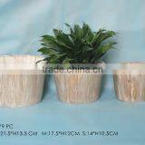 Hongwei Handmade Rustic Style of Wood Planter Antique Round Wooden Flower Pot,Eco-friendly