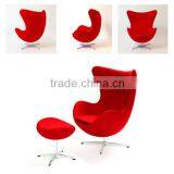 Replica Fiberglass Fabric /genuine Leather Egg Chair Ottoman With Aluminum Base Designed by Arne Jacobsen thumbnail-3