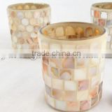 2015 seashell mosaic glass tealight candle cups for wax candle