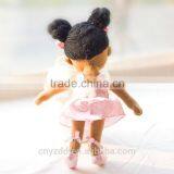 Stuffed Brwown Ballet Doll With Black Hair Done in a Bun/ Pink Ballet Clothes Rag Doll thumbnail-4