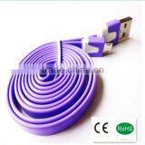Hot Selling Colorful Mobile Phone Compatible Micro Data Transfer and Charging Usb Flat Cable for Smartphone