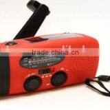 PORTABLE RECHARGEABLE DYNAMO SOLAR LED TORCH WITH AM/FM WEATHER ALERT RADIO AND CHARGER
