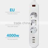 Euro German 3 Way Power Plug Socket 3 Port Usb 100v-250v 16a Cable Voltage Surges Protected thumbnail-6