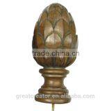 Mahogany Drapery Finials Large Artichoke Curtain Finials