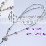 fashion braided leather rope with metal chain for girls