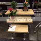 wooden flower tables for shop displaying, show flower racks