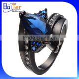 AAA Cubic Zirconia Black Plated Brass/925 Silver Finger Ring for Christmas thumbnail-2