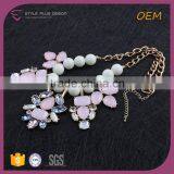N74316I06 STYLE PLUS Pink White Gold Plate Chain Necklace Jewelry Imitation Crystal Beads Necklace Jewelry Set thumbnail-4