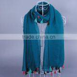 TOP Popular Plain Pure Color Women Scarf Voile Cotton Scarves 180*90 Pashmina thumbnail-2