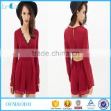 Summer sexy women chiffon jumpsuits V neck lace patchwork long sleeve casual rompers