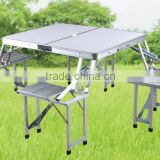 Folding Aluminium Picnic Table Beach Table Camping Table with Four Chairs